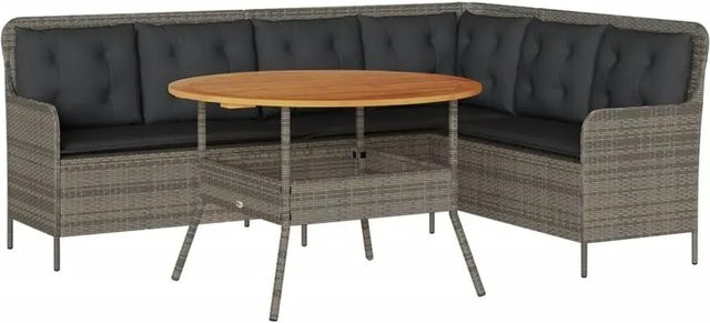 vidaXL 2-teilige Garten-Sofagarnitur aus Poly Rattan in Grau mit L-Form und Auflagen - Bild 1