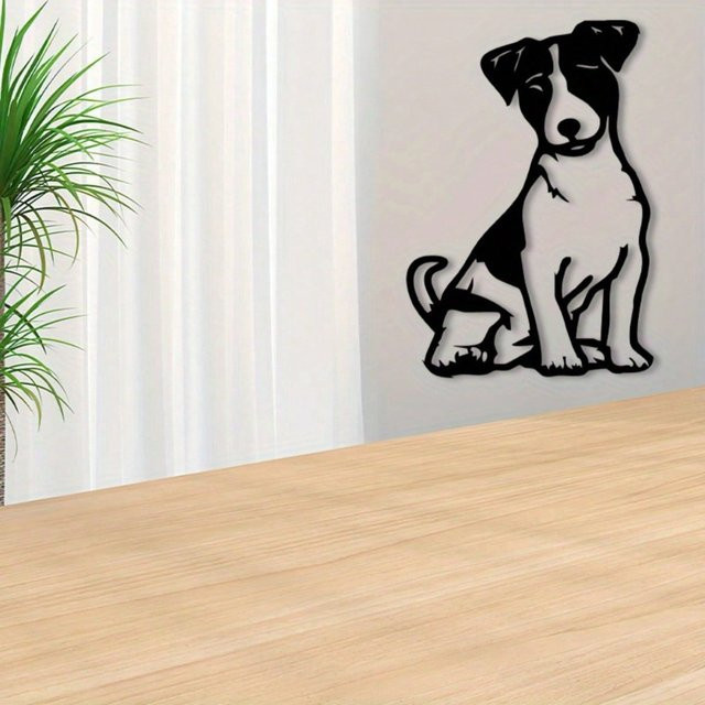 CIFBUY Vintage Jack Russell Terrier Wandkunst aus Metall in Schwarz - Bild 1