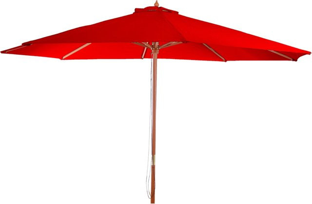 MCW Sonnenschirm Lissabon Marktschirm aus Holz und Polyester in Bordeaux mit Ø 3,5 m und UV-Schutz 50 - Bild 1