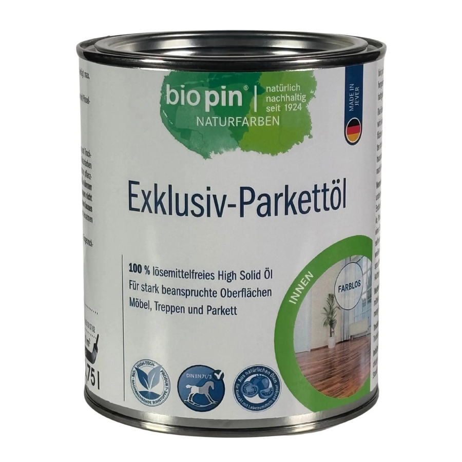 Biopin Exklusiv Parkettöl High-Solid, transparent, satin-glänzend, 0,75 l - Bild 2