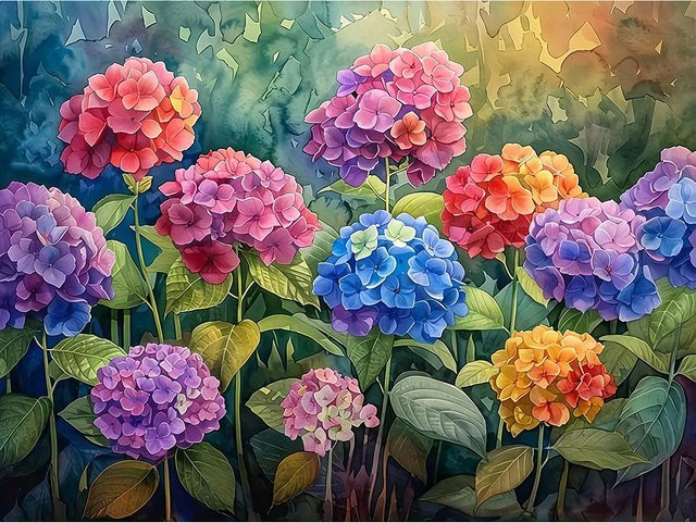 EverShine 5D Diamant Malerei Hortensie DIY Mosaik Bild mit runden Bohrern, Multicolour, B/H: 30,0 x 20,0 cm - Bild 1