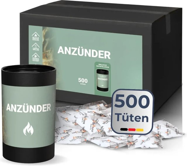 DELUKE Kaminanzünder 500 Stück geruchlos für Holz, Kohle und Briketts in Schwarz - Bild 1