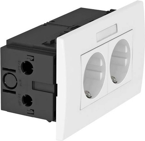 OBO Bettermann Steckdoseneinheit SDE-RW D0RW2B, 2-fach, weiß, B/T/H: 14,0 x 8,4 x 5,9 cm - Bild 1