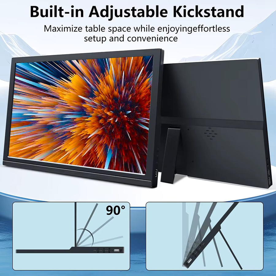 Pisichen Tragbarer 17,3 Zoll Monitor mit USB-C und HDMI, Externer LCD-Bildschirm in Schwarz für PC, Mac, Laptop, Smartphone, Xbox und Switch - Bild 4