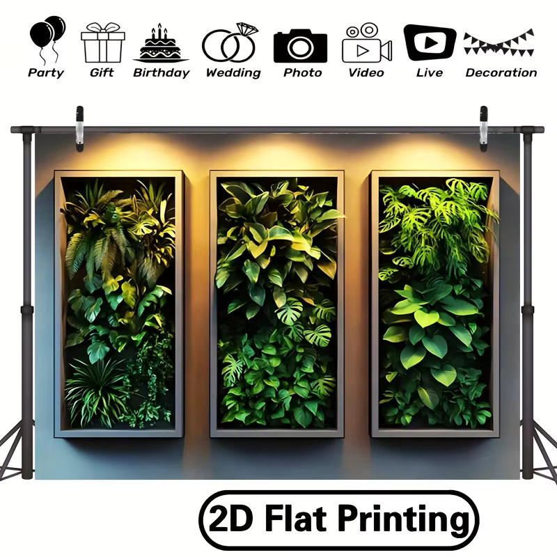 Zweidimensionales Polyester-Partybanner mit grünem Pflanzenmotiv und Holzrahmen für Outdoor-Aktivitäten und Festivals, mehrfarbig - Bild 4