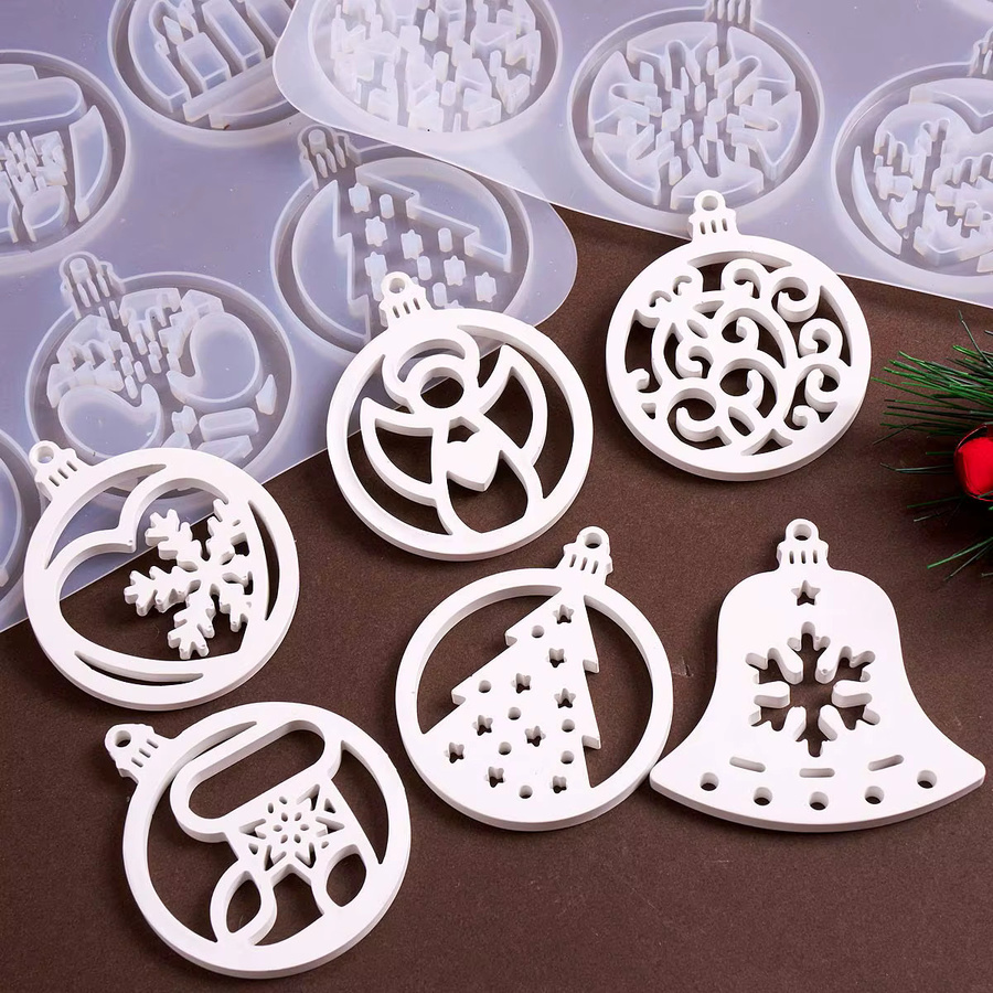 UDOCOOL Silikonform für Weihnachtsbaum und Schneeflocken zur DIY-Gestaltung von Gips, Harz und Schmuckanhängern - Bild 3