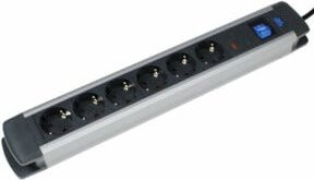 as-Schwabe ALUX 6-fach Steckdosenleiste mit USB-C und Überspannungsschutz in Schwarz/Silber - Bild 1