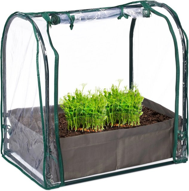 Relaxdays Folienfrühbeet aus Stahl und PVC in Grün Transparent inklusive Pflanzsack B: 70 cm, T: 68 cm, H: 50 cm - Bild 1
