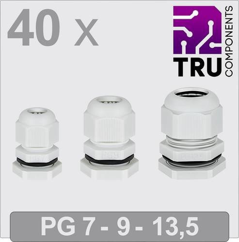 TRU COMPONENTS Kabelverschraubung Polyamid in Grau, PG7, PG9, PG13, 40 Stück - Bild 1
