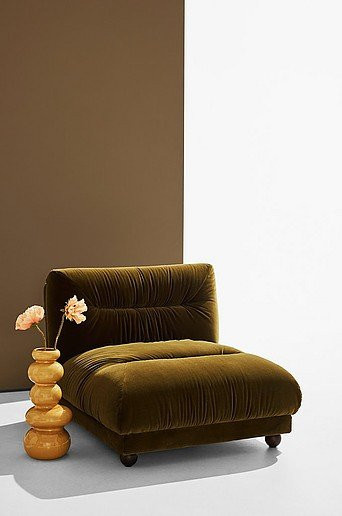 Elmo Sessel Lounge Modern in Grün und Braun mit Samtbezug und Holzgestell - Bild 1