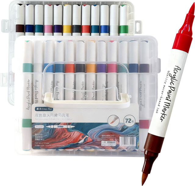 36er Set Zweifarbige Acryl-Pigmentmarkierungsstifte mit Pinselspitze in Multicolour für Kalligraphie und Illustration - Bild 1