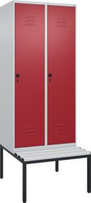 C+P Spind Classic PLUS Garderobenschrank mit Sitzbank, 2 Abteile, Lichtgrau, B/T/H: 212 x 80 x 81,5 cm - Bild 1