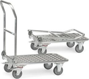 Fetra Klappwagen KW 2 Alu in Silber mit TPE-Reifen und klappbarem Schiebebügel, Tragkraft 200kg - Bild 1