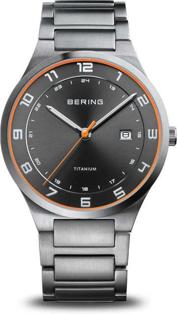 Bering Herrenuhr Titanium, Quarz, 39 mm, Grau, 10 ATM - Bild 1