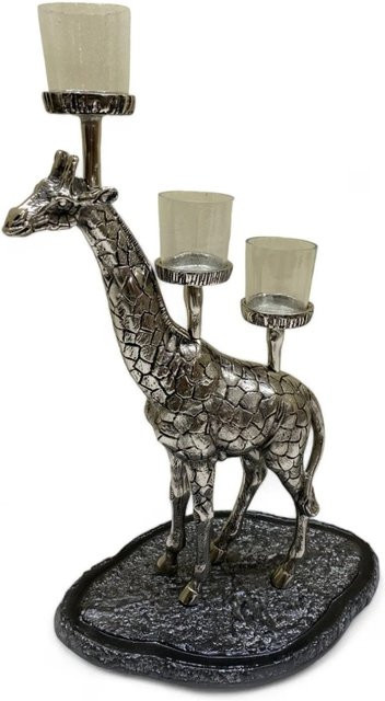 DELUKE Kerzenhalter TOM Giraffe aus Aluminium in Silber, B/T/H: 50 x 21 x 33 cm - Bild 1