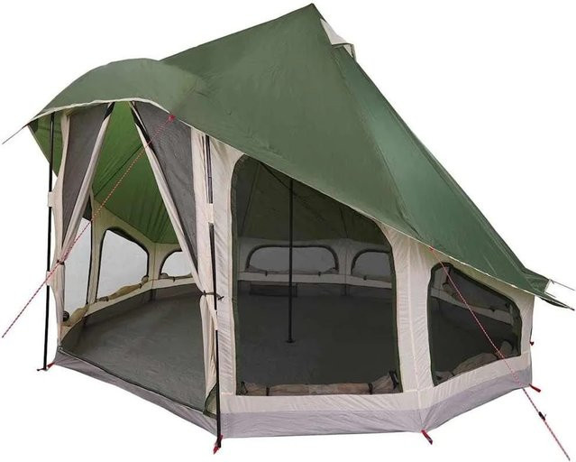 vidaXL Familien-Tipi-Zelt mit Dach Grün B/T/H: 404 x 370 x 270 cm - Bild 1