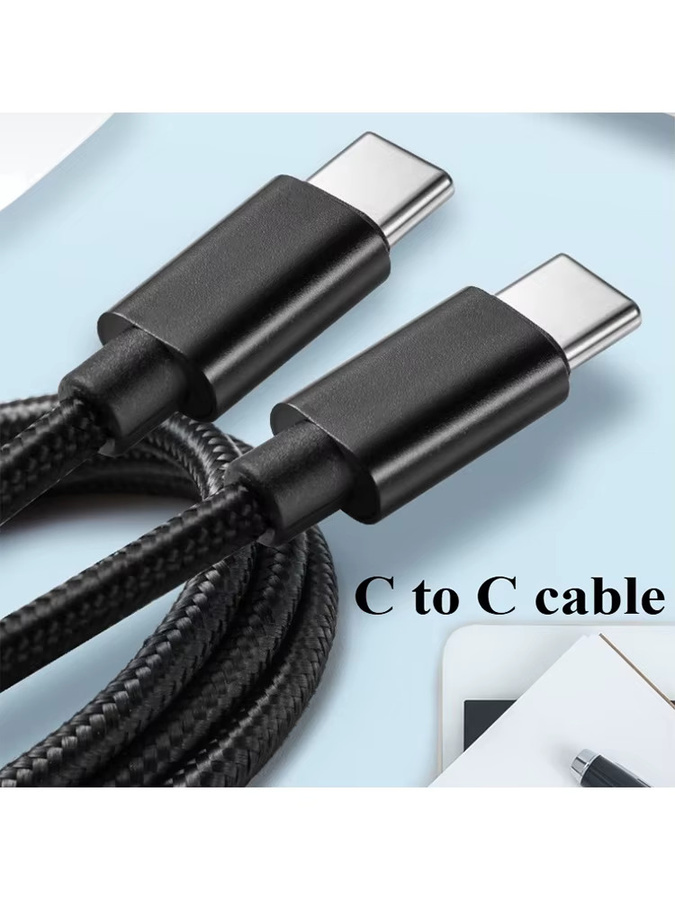 60 W USB-C auf USB-C Schnellladekabel aus geflochtenem Nylon in Schwarz oder Lila für iPhone 15, Samsung S24 und Xiaomi - Bild 5