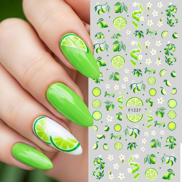 Full Beauty Nagelaufkleber, Zitronen-Design, Glänzend, 2 Stück - Bild 1