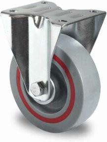 CASCOO Bockrolle Serie T6P2 mit Rollenlager aus Stahl und Kunststoff, Durchmesser: 125 mm, verzinkt, grau-rot - Bild 1