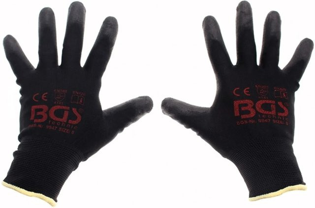 BGS Mechaniker-Handschuhe schwarz Größe 8 M mit PU-Beschichtung nach EN 388 - Bild 2