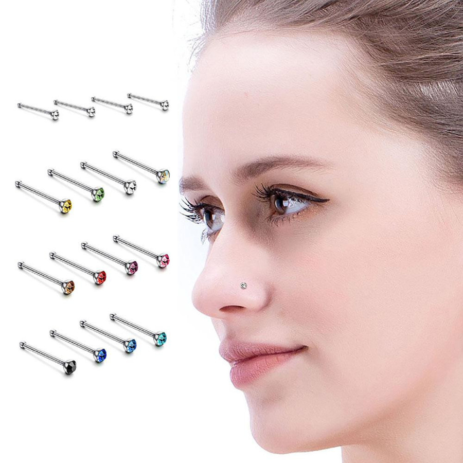 Skyfree Ohrstecker Nasenringe, Edelstahl, Silber, Unisex - Bild 4