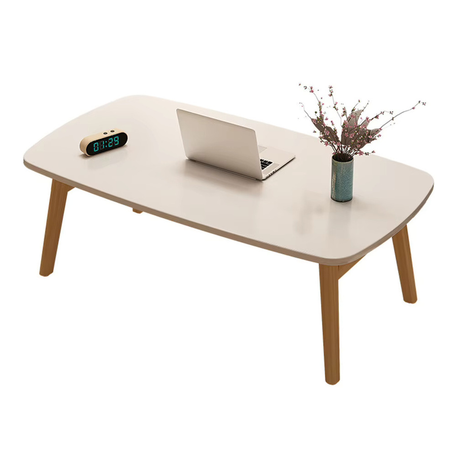 HiMISS Klappbarer Couchtisch aus Holz in Weiß, niedriger Tatami-Tisch und Mini-Schreibtisch für das Homeoffice oder den Balkon - Bild 2