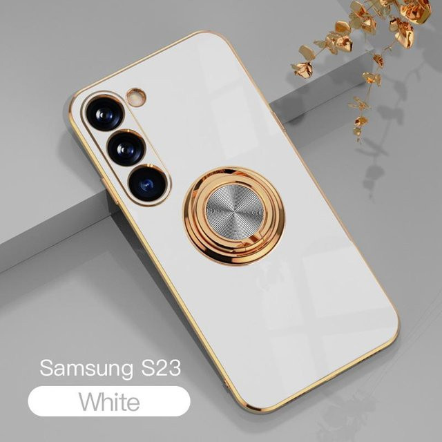 Magnetische Silikon Hülle mit Ring Ständer für Samsung Galaxy S25 S24 S23 S26 S22 S21 S20 Plus Ultra FE A55 A15 A35 A17 A56 5G in Weiß - Bild 1