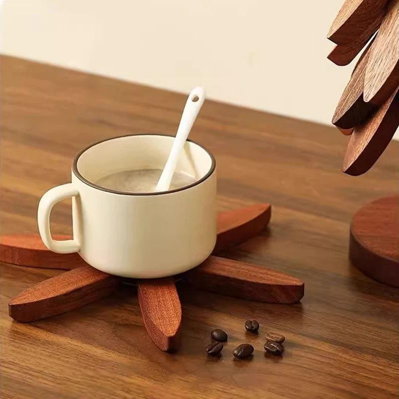 Meiteai-Home Tischset aus Holz im japanischen Stil mit Baumdesign und Ständer, braun - Bild 5
