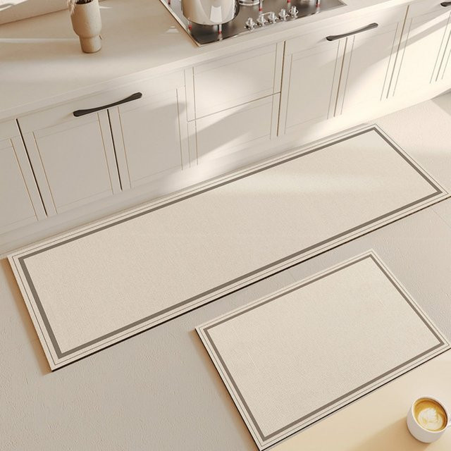VIKAMA 2-teiliges Küchen-Fußmatten-Set in Hellbeige, wasserabsorbierend und rutschfest im skandinavischen Design - Bild 1