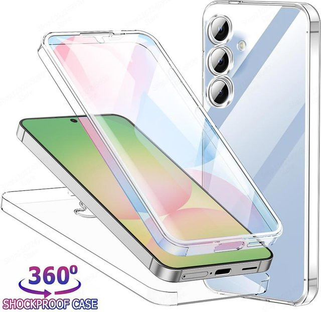 Transparente 360 Ganzkörper Schutzhülle aus PC und TPU für Samsung Galaxy A56 A36 A16 A26 A55 A25 A35 A15 A54 A34 mit Kratzschutz - Bild 1