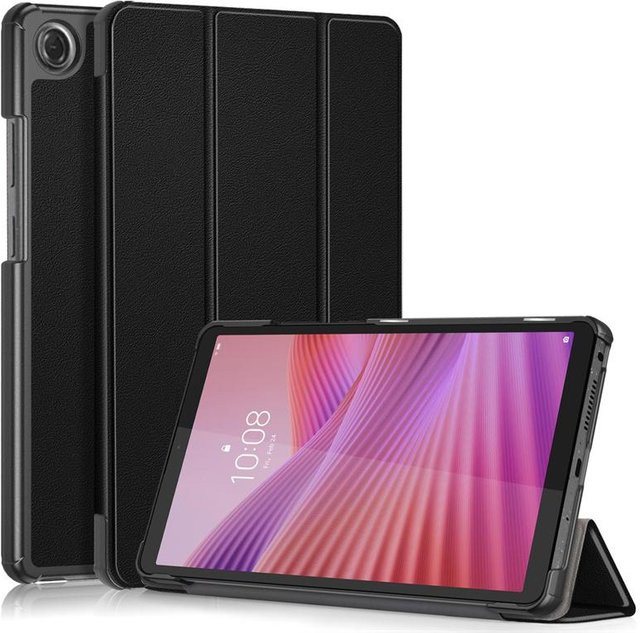 Lenovo Tab One 8.7 Hülle mit modischer Bemalung und magnetischer Lederabdeckung in Schwarz - Bild 1
