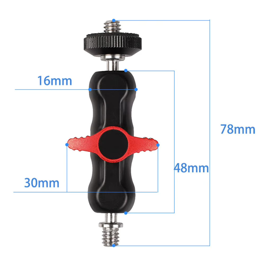 ALLOYSEED Kugelkopf-Klemme mit 1/4-Zoll-20-Gewinde, drehbare Metall-Superklemme in Schwarz für GPS, Telefon, Monitor und Videoleuchte - Bild 4