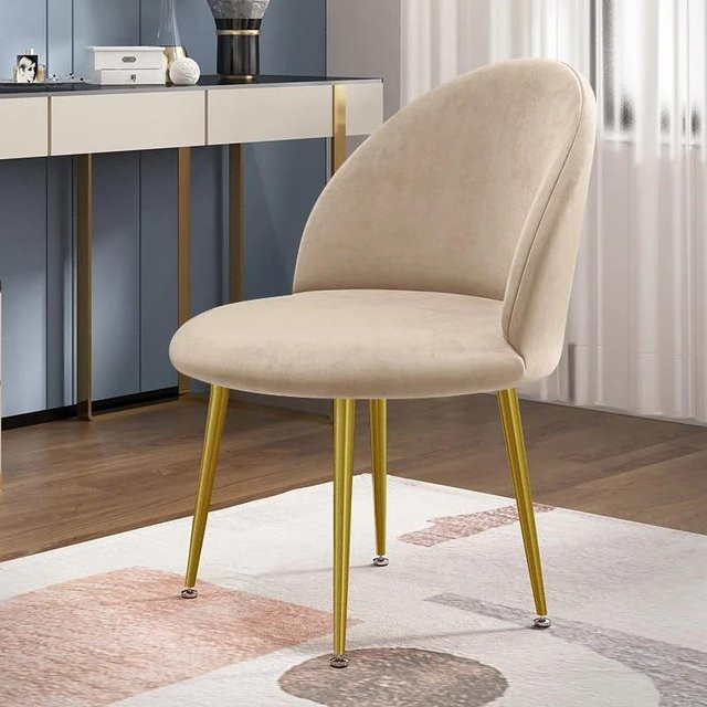 BC-Warm Home Stuhlbezug aus Samtstoff in Beige, dehnbarer Esszimmerstuhlbezug mit Entenschnabelform - Bild 1