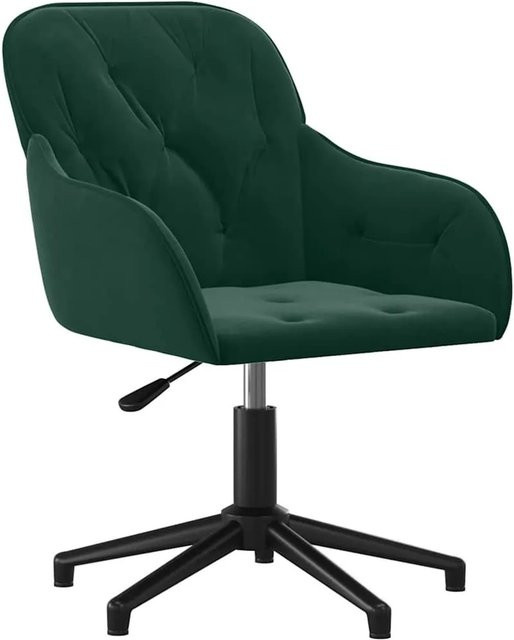 vidaXL Bürostuhl drehbar in Dunkelgrün aus Samt mit Armlehnen, B/T/H: 59 x 61,5 x 80 cm - Bild 1