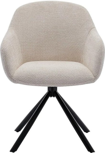 Vente-unique Stuhl Cilieno in Cremefarben mit Armlehnen und Metallgestell - Bild 1