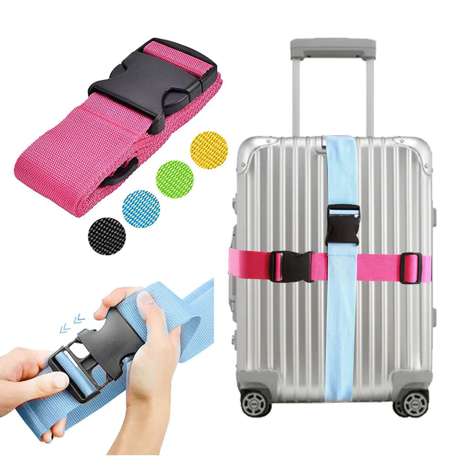Verstellbare Gepäckgurte mit Schnalle für Reisegepäck in Blau und Multicolour - Bild 2