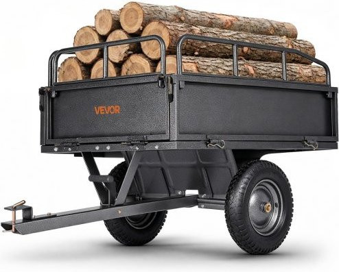 VEVOR Kippanhänger aus Stahl in Schwarz für ATV und UTV mit 227 kg Tragfähigkeit, H x B x T: 70 x 142 x 76 cm - Bild 1