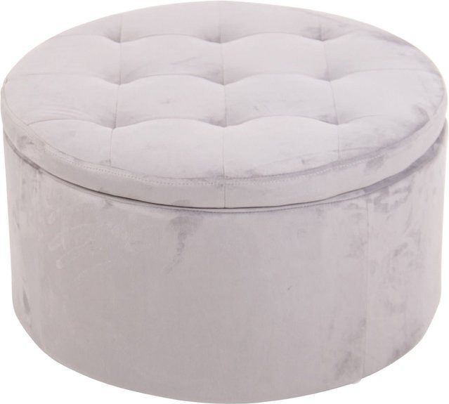 TPFLiving Sitzhocker Eva aus Samt in Hellgrau, B/T/H: 60 x 35 x 35 cm - Bild 1