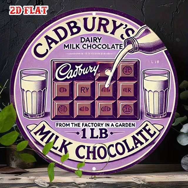 Cadbury Rundes Aluminiumschild im nostalgischen Design, Farbe: Lila, Durchmesser: 20,0 cm - Bild 1