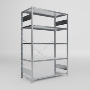Meta Fachbodenregal S3 CLIP verzinkt mit 5 Fachböden, B/T/H: 200 x 130 x 60 cm, 150 kg Fachlast - Bild 1
