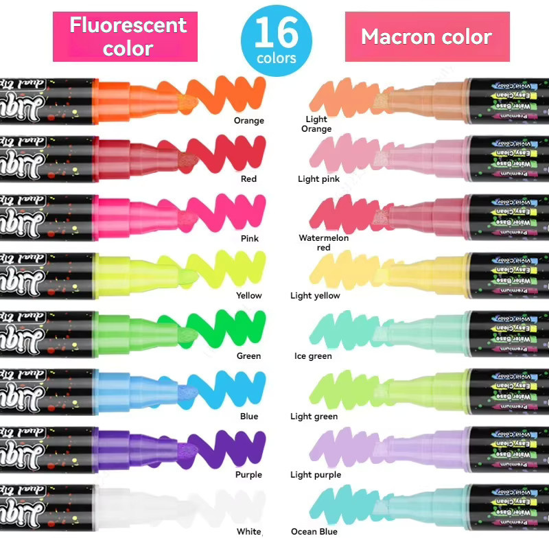 Haile Flüssigkreide Doppelspitze 8er-Pack Multicolour Waschbar und Nass Abwischbar für Tafel und Kreidetafel - Bild 2