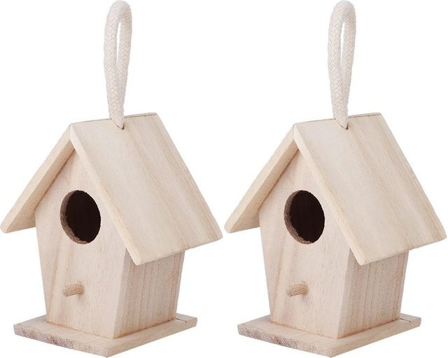 2er-Set mfySpace Nistkästen aus Holz in Beige zum Aufhängen für Garten und Terrasse - Bild 1