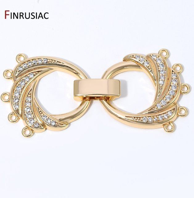 FINRUSIAC Verschluss, 14K vergoldetes Messing, Zirkonia, Unisex - Bild 1