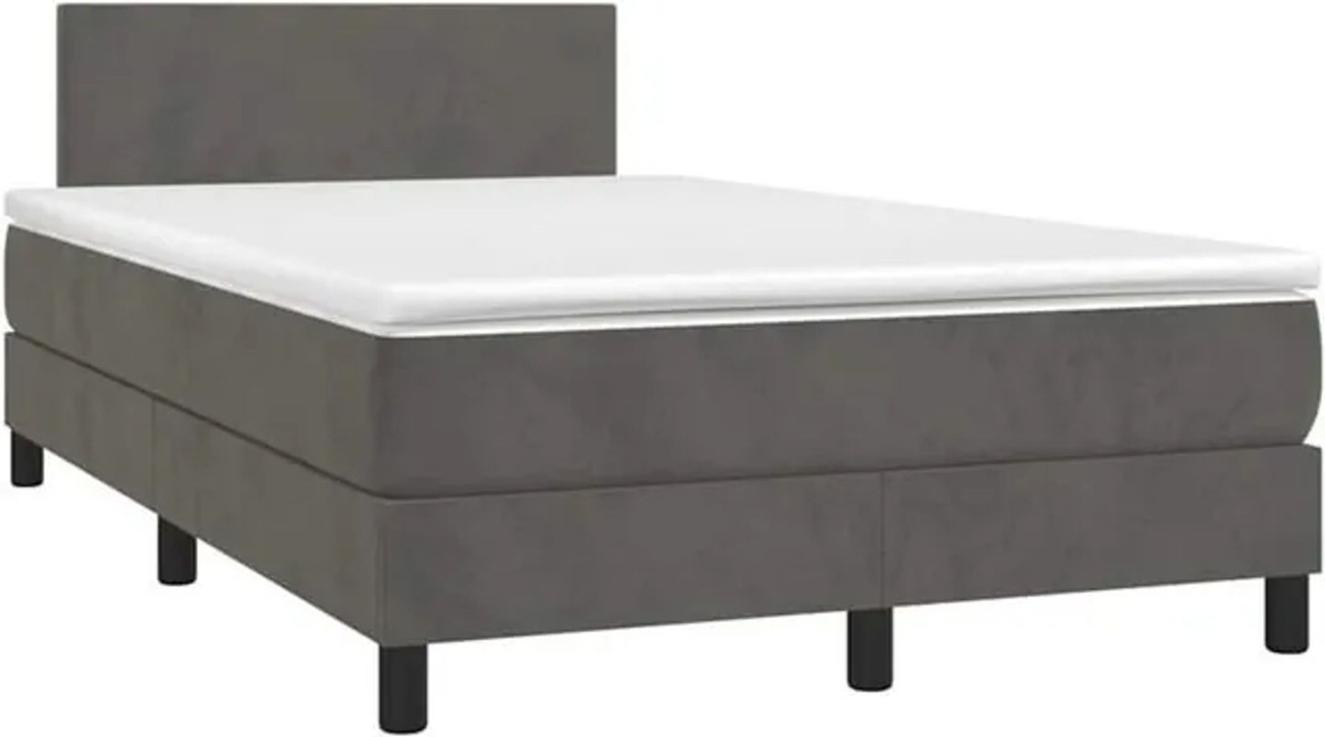 Vidaxl Boxspringbett mit Matratze und LED in Dunkelgrau Anthrazit aus Samt, B/T/H: 190 x 120 x 123 cm - Bild 1