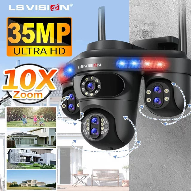 LS VISION WiFi IP Überwachungskamera für den Außenbereich mit 35 MP, 10X Zoom, Nachtsicht und PTZ-Funktion, Schwarz - Bild 1