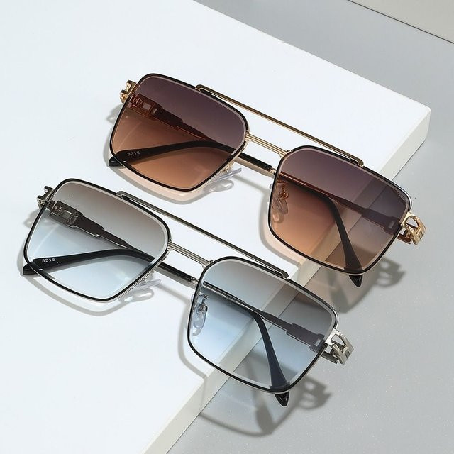 Doppelsteg-Sonnenbrille mit Cut-Edge, Metall, Square, Unisex - Bild 1