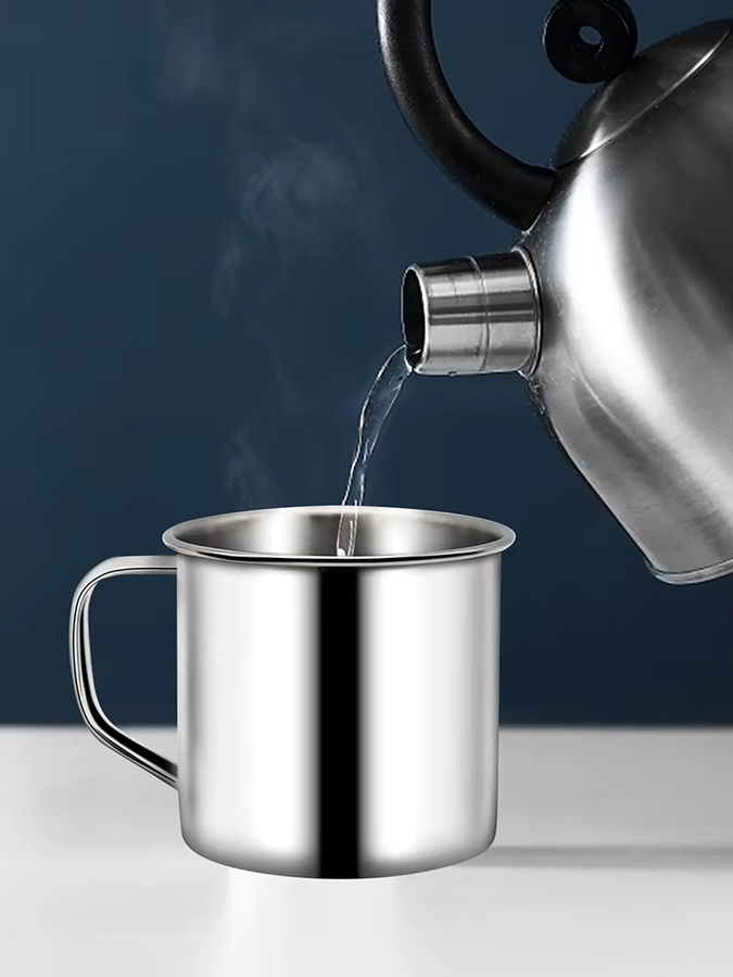 APWIKOGER Kinder-Wasserbecher aus Edelstahl in Silber, 200 ml, bruchsicherer Trinkbecher mit Griff für Kinder und Erwachsene - Bild 5