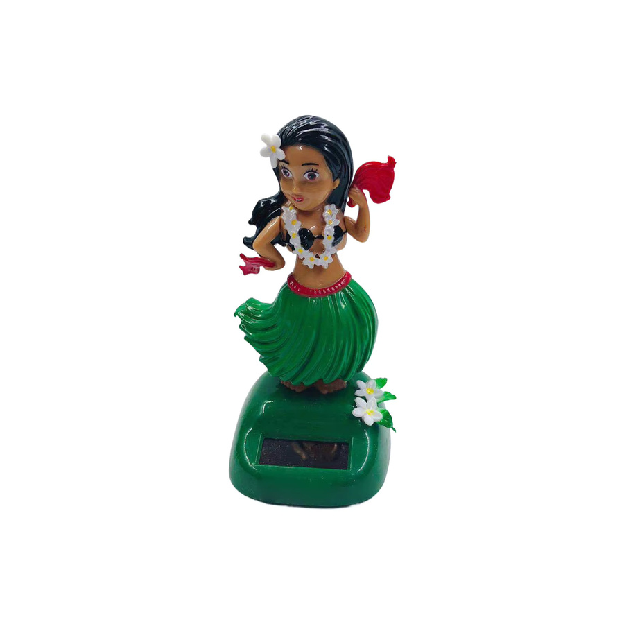 Solarbetriebene Cartoon-Wackelkopfpuppe als Auto-Ornament im hawaiianischen Design, mehrfarbig - Bild 2