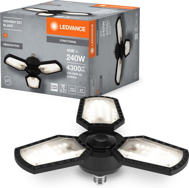 LEDVANCE Highbay Blade Deckenlampe in Schwarz, 40 W, 4300 lm, Neutralweiß 4000 K, E27, Durchmesser: 33,75 cm, IP20 - Bild 1