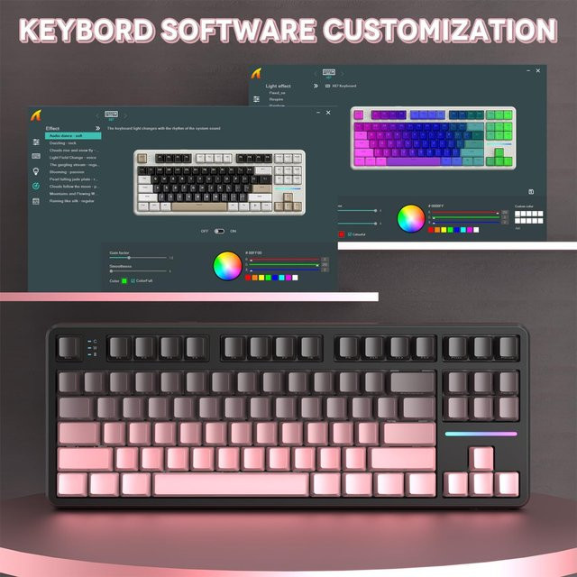 Attack Shark X87 Kabellose mechanische Gaming-Tastatur mit RGB-Hintergrundbeleuchtung und Hot-Swap in Weiß (Bluetooth, 2,4 GHz, USB-C) - Bild 1